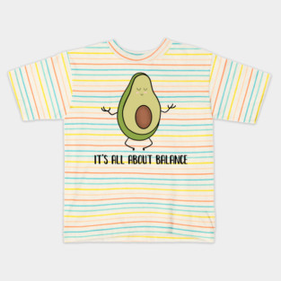 Avocado Doing Yoga, Funny Zen Mediation, Balance Kids T-Shirt