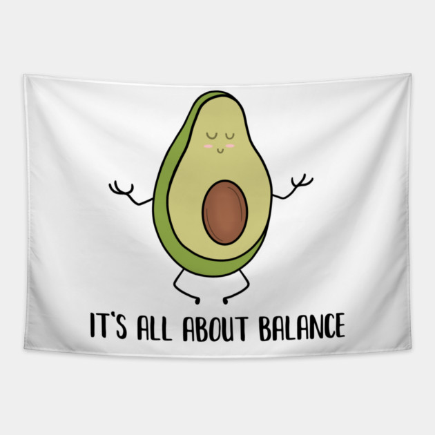 Avocado Doing Yoga, Funny Zen Mediation, Balance Tapestry by logiamerch