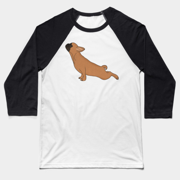 Cute French Bulldog doing Yoga, Funny Dog Lover Baseball T-Shirt by logiamerch