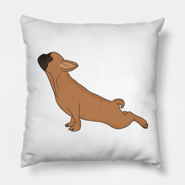 Cute French Bulldog doing Yoga, Funny Dog Lover Pillow by logiamerch