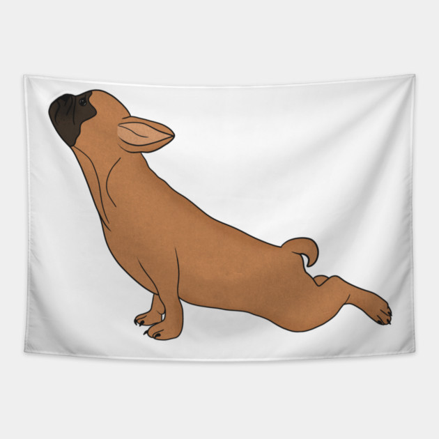 Cute French Bulldog doing Yoga, Funny Dog Lover Tapestry by logiamerch