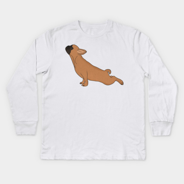 Cute French Bulldog doing Yoga, Funny Dog Lover Kids Long Sleeve T-Shirt by logiamerch