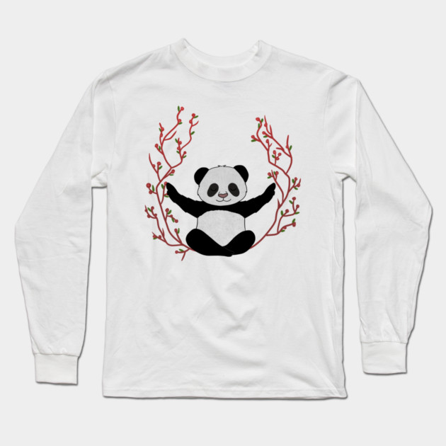 Panda Yoga Pose, Meditation Long Sleeve T-Shirt by logiamerch