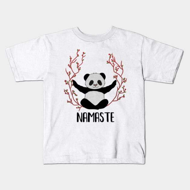 Panda Bear Yoga Pose, Namaste Kids T-Shirt by logiamerch