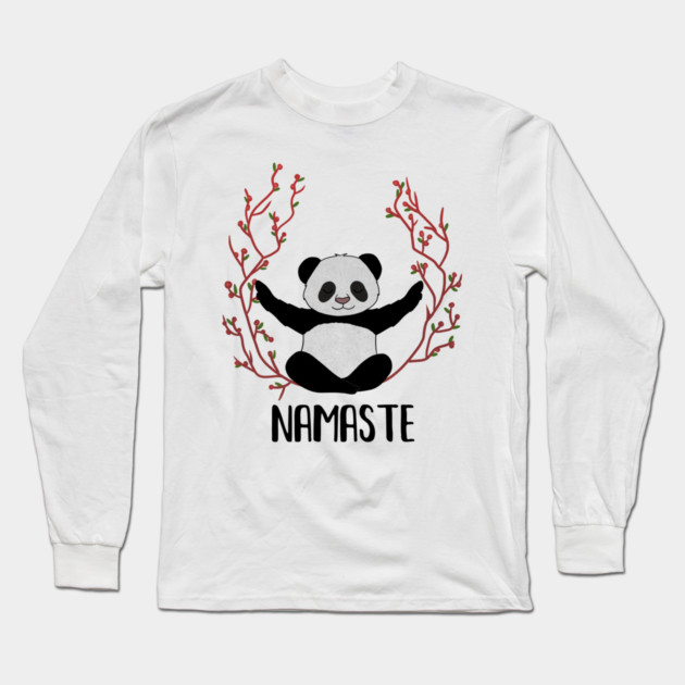 Panda Bear Yoga Pose, Namaste Long Sleeve T-Shirt by logiamerch