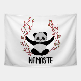 Panda Bear Yoga Pose, Namaste Tapestry