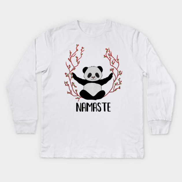 Panda Bear Yoga Pose, Namaste Kids Long Sleeve T-Shirt by logiamerch