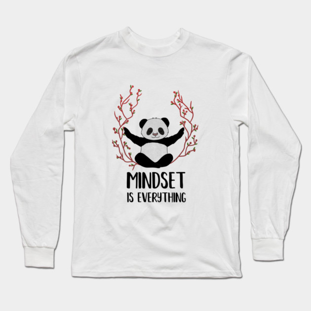 Panda Yoga, Meditation, Mindset Motivational Quote Long Sleeve T-Shirt by logiamerch