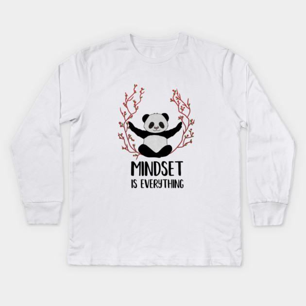 Panda Yoga, Meditation, Mindset Motivational Quote Kids Long Sleeve T-Shirt by logiamerch