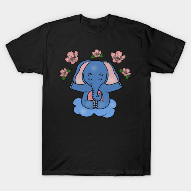 Elephant Yoga, Meditation Floral Zen T-Shirt by logiamerch