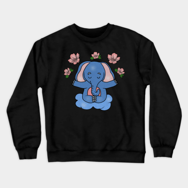 Elephant Yoga, Meditation Floral Zen Crewneck Sweatshirt by logiamerch