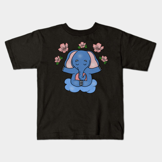 Elephant Yoga, Meditation Floral Zen Kids T-Shirt by logiamerch