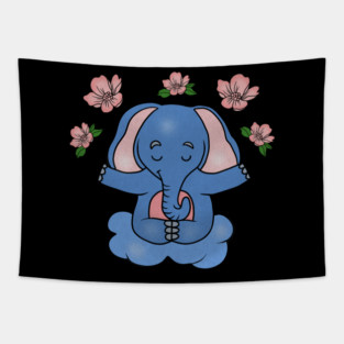 Elephant Yoga, Meditation Floral Zen Tapestry
