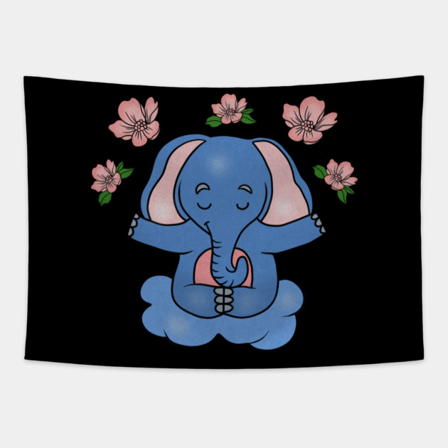 Elephant Yoga, Meditation Floral Zen Tapestry by logiamerch