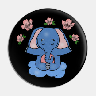 Elephant Yoga, Meditation Floral Zen Pin