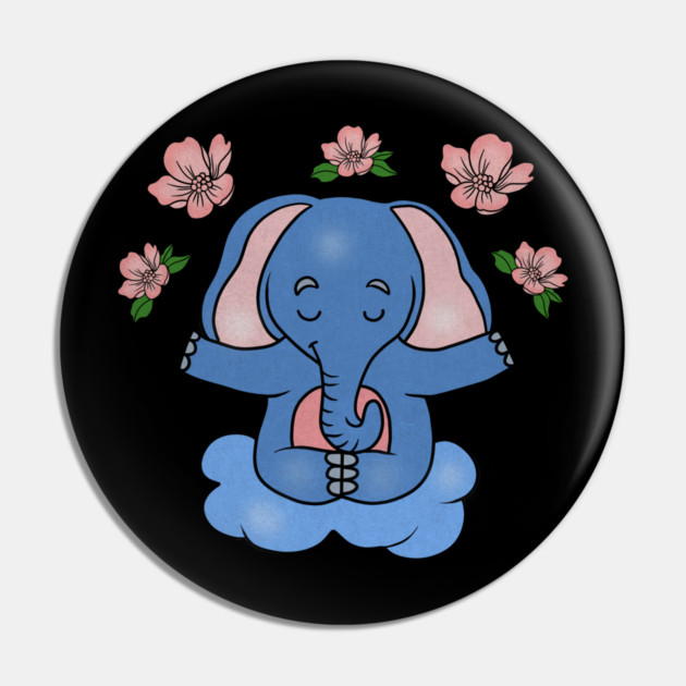 Elephant Yoga, Meditation Floral Zen Pin by logiamerch