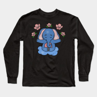 Elephant Yoga, Meditation Floral Zen Long Sleeve T-Shirt