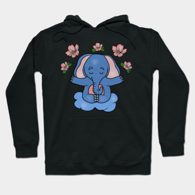 Elephant Yoga, Meditation Floral Zen Hoodie by logiamerch