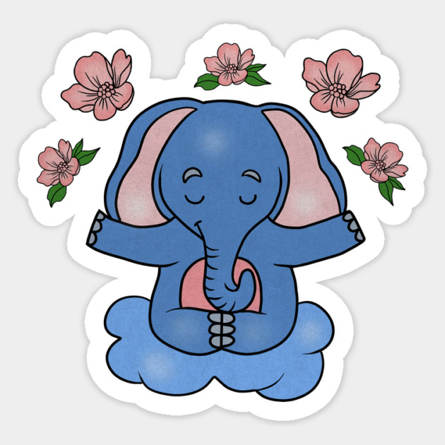 Elephant Yoga, Meditation Floral Zen Sticker by logiamerch