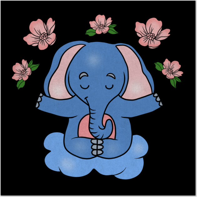 Elephant Yoga, Meditation Floral Zen Wall Art by logiamerch