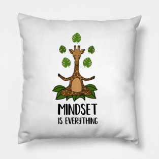 Giraffe Yoga, Mindset Motivational Quote Pillow