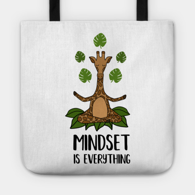 Giraffe Yoga, Mindset Motivational Quote Tote by logiamerch
