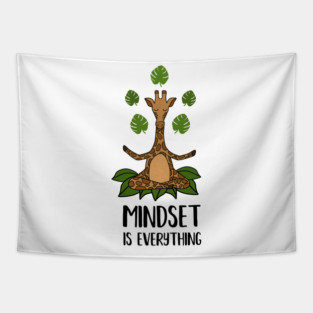 Giraffe Yoga, Mindset Motivational Quote Tapestry
