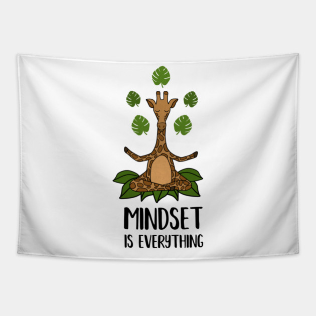 Giraffe Yoga, Mindset Motivational Quote Tapestry by logiamerch