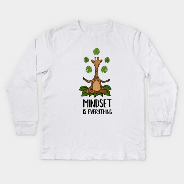 Giraffe Yoga, Mindset Motivational Quote Kids Long Sleeve T-Shirt by logiamerch