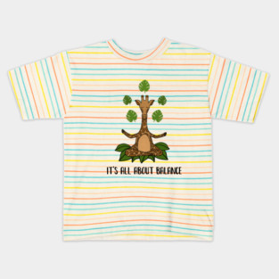 Giraffe Yoga Pose, Balance, Zen Meditation Kids T-Shirt