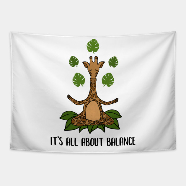 Giraffe Yoga Pose, Balance, Zen Meditation Tapestry by logiamerch