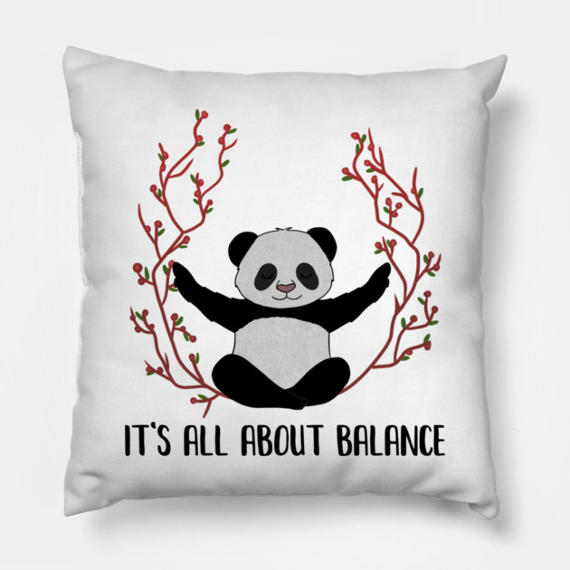 Yoga Panda, Balance, Meditation Bear Pillow by logiamerch