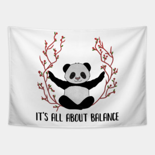 Yoga Panda, Balance, Meditation Bear Tapestry