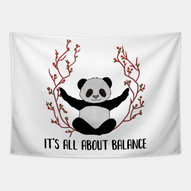 Yoga Panda, Balance, Meditation Bear Tapestry by logiamerch