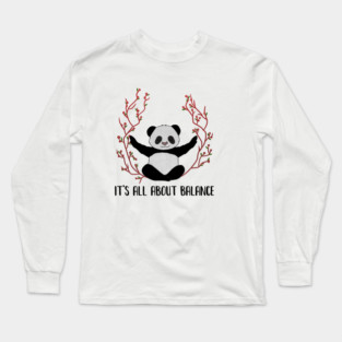 Yoga Panda, Balance, Meditation Bear Long Sleeve T-Shirt
