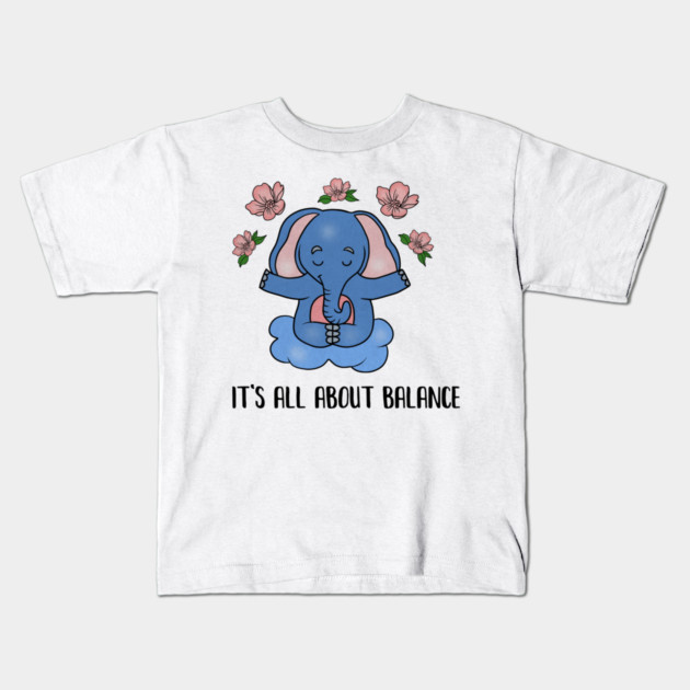 Yoga Elephant, Balance, Meditation Kids T-Shirt by logiamerch