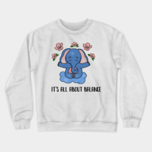 Yoga Elephant, Balance, Meditation Crewneck Sweatshirt