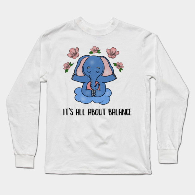 Yoga Elephant, Balance, Meditation Long Sleeve T-Shirt by logiamerch