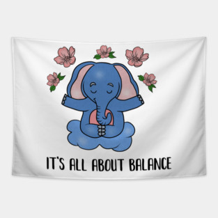 Yoga Elephant, Balance, Meditation Tapestry