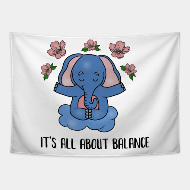 Yoga Elephant, Balance, Meditation Tapestry by logiamerch