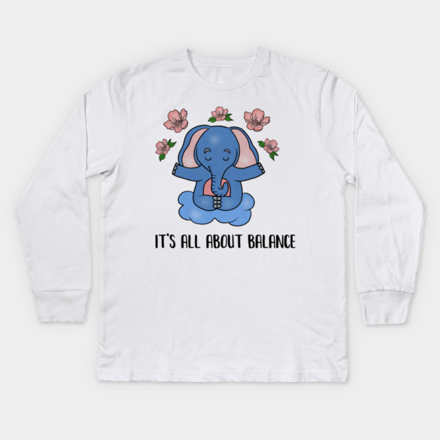 Yoga Elephant, Balance, Meditation Kids Long Sleeve T-Shirt by logiamerch