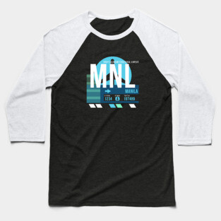 Manila (MNL) Airport Code Baggage Tag Baseball T-Shirt