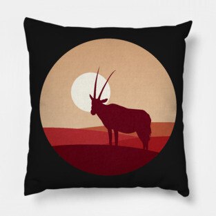Springbok Flat Landscape Animal Silhouette Pillow