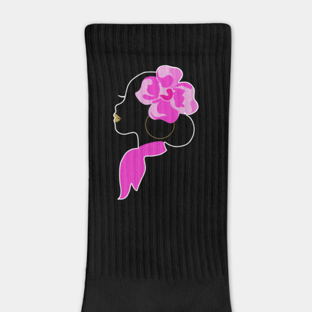 Beautiful Black Afro Woman with Pink Flower by logiamerch