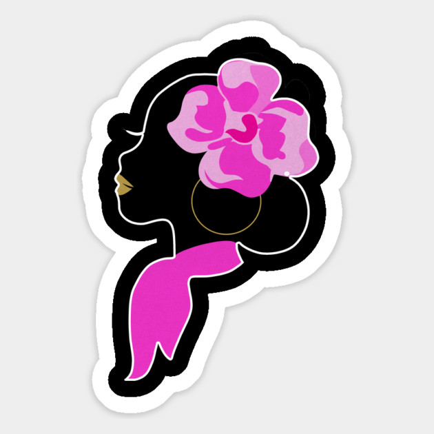 Beautiful Black Afro Woman with Pink Flower Magnet by logiamerch