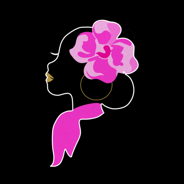 Beautiful Black Afro Woman with Pink Flower by logiamerch
