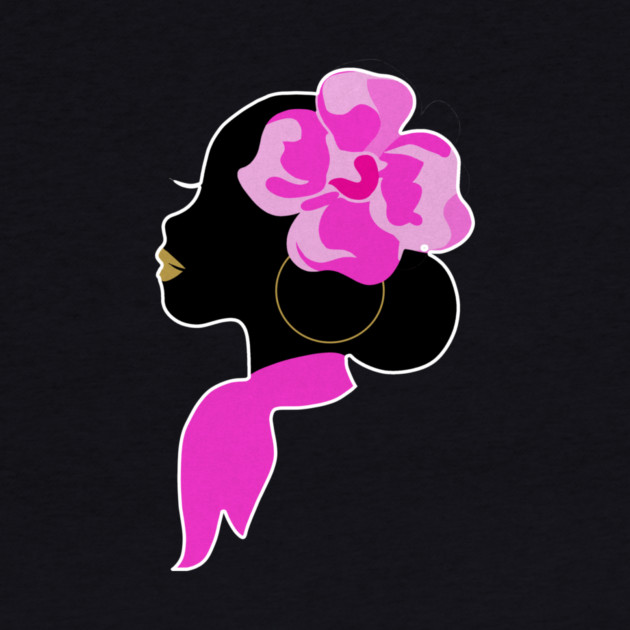 Beautiful Black Afro Woman with Pink Flower by logiamerch