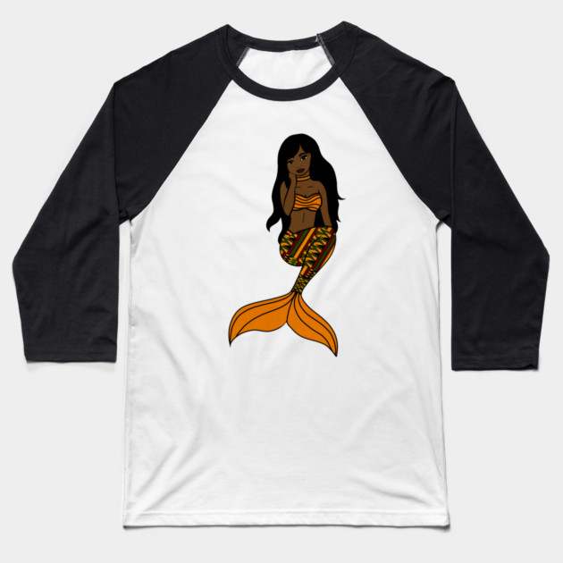 Afro Black Mermaid, Black Girl Magic Baseball T-Shirt by logiamerch