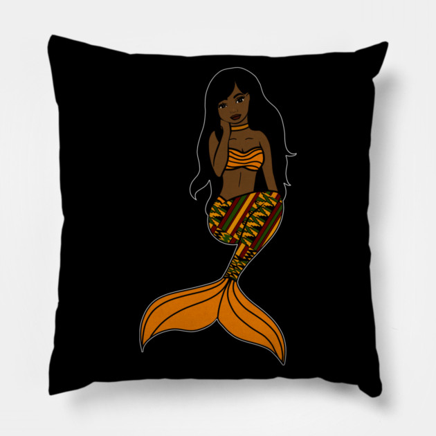 Afro Black Mermaid, Black Girl Magic Pillow by logiamerch