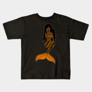 Afro Black Mermaid, Black Girl Magic Kids T-Shirt